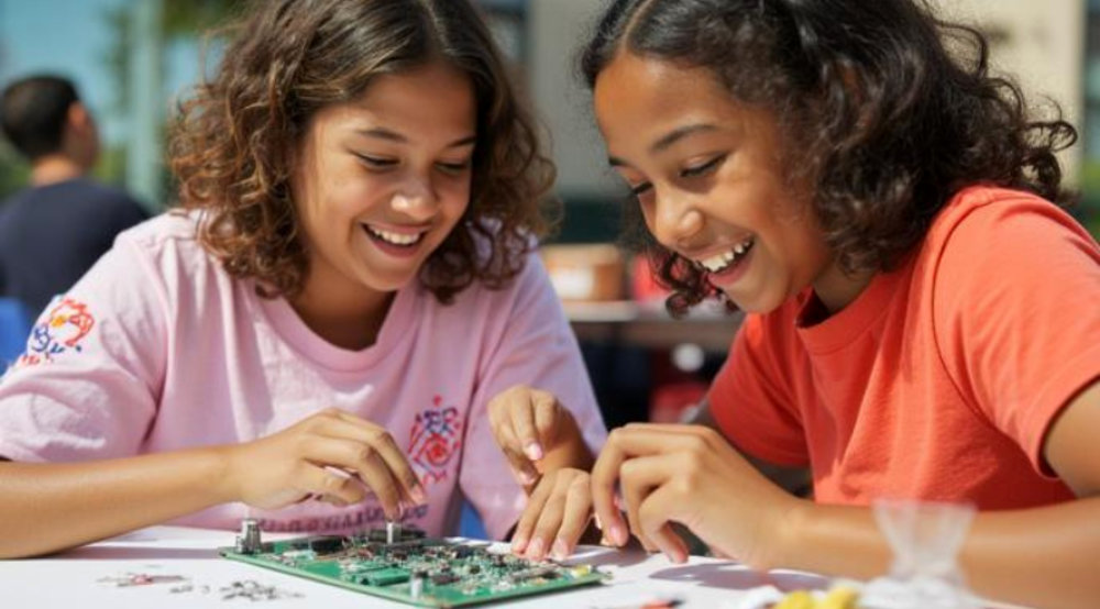 Students working. Image Generated by AI.